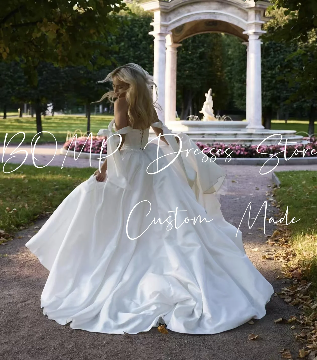 BOMP élégant épaules nues nœud Robe De mariée chérie perles Corset balayage Train taffetas Robe De mariée Robe De Mariée personnalisée