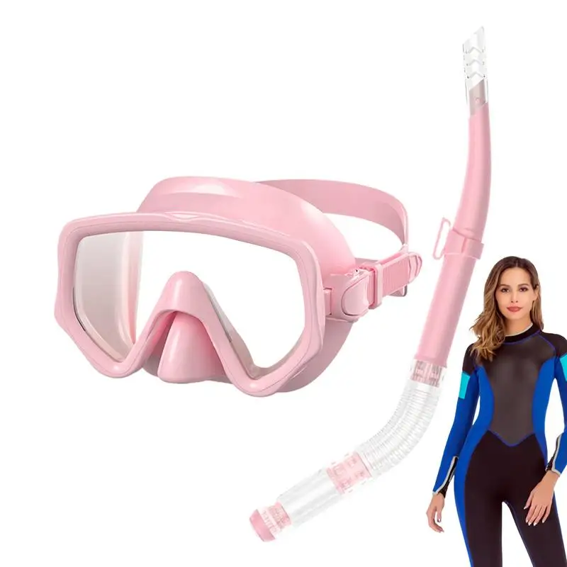 

Dry Top Snorkel Adult Anti-Fog Panoramic Wide View Scuba Diving Face Cover Adult Silicone Swimming Gear Set For Water Sports