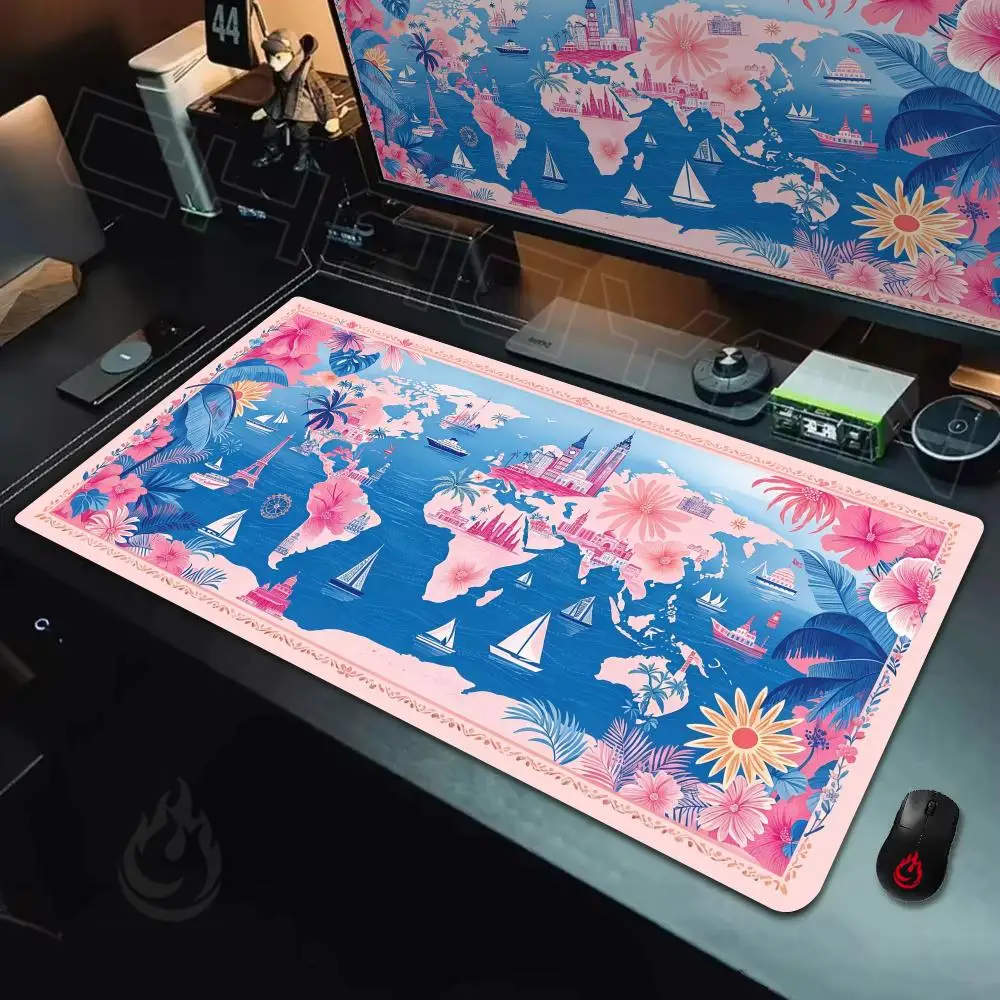 Ornate Floral Map Mouse Pad Large Computer Office Game Table Mats Rubber Anti-slip XXL Mouse Mat HDP Long Desk Pads Mauspad
