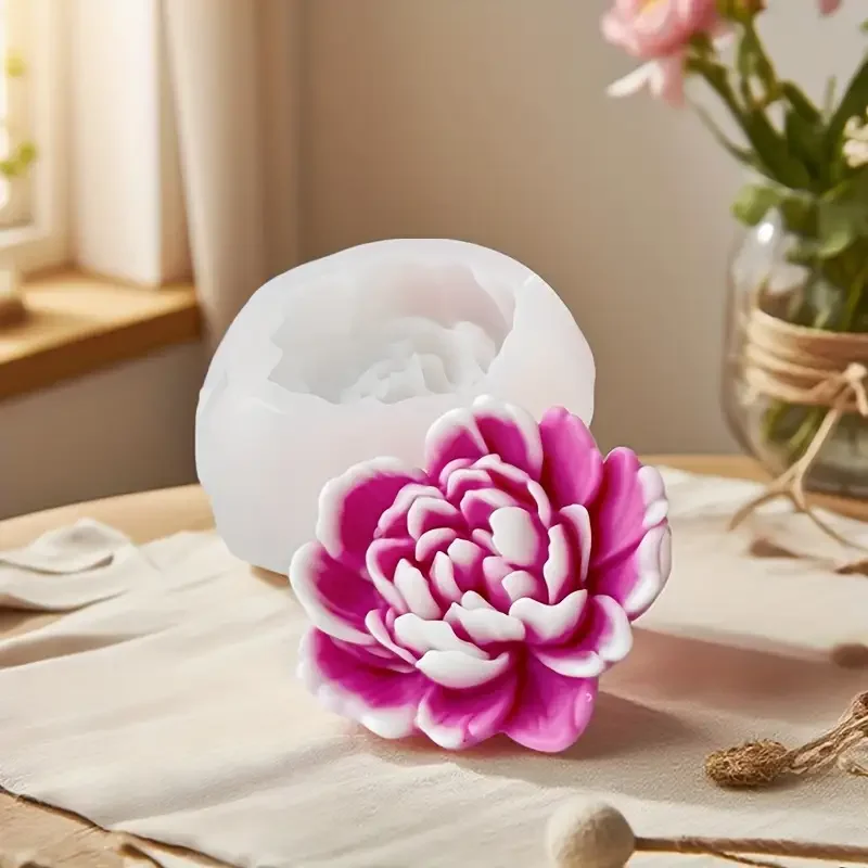 Reusable Silicone Heart-Shaped Flower Mold - for 3D Floral Candle and Soap Making, Elegant Pink Floral Design, High Temperature Resistant (Reaches Candle Making Temperature), Easy to Demold and Clean, Suitable for DIY Crafts, Home Decoration, Weddings, Birthday Parties - Durable and Non-Toxic Making Tool, Silicone Candle Mold, Wedding Decoration, Craft Enthusiasts
