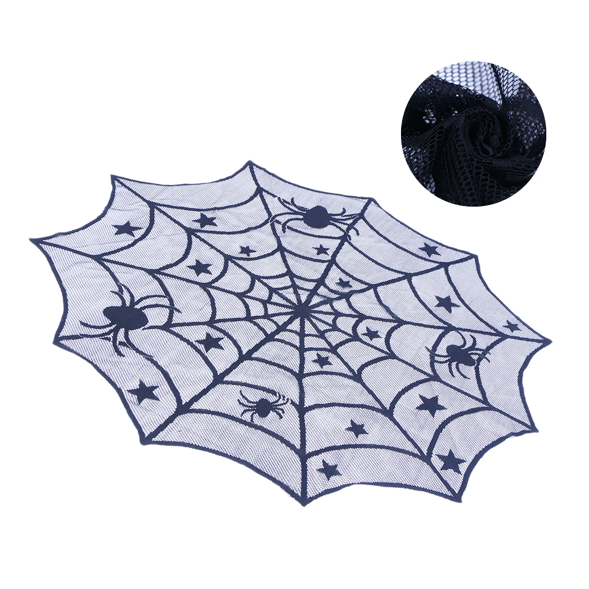 

Tablecloths Black Spider Web Doilies Lace Doily Halloween Tablecover Decorations Indoor Covers Runner