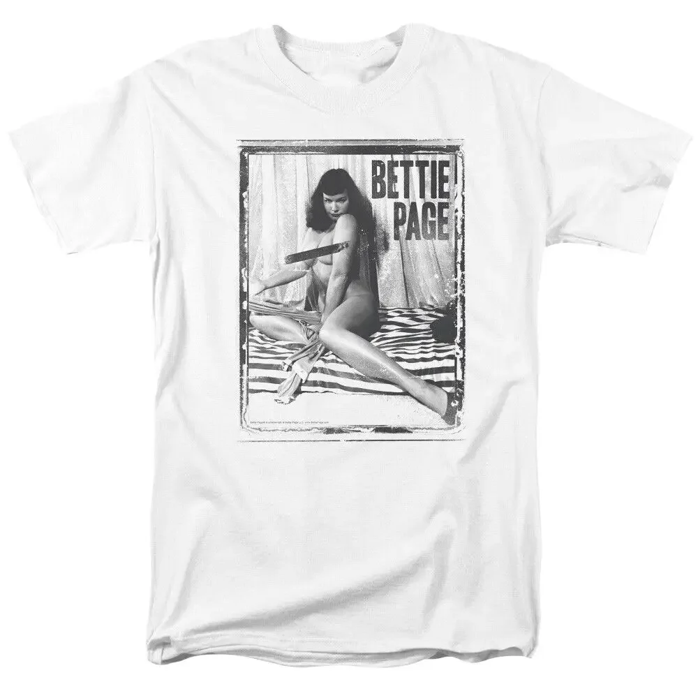 Cotton Tee Bettie Page Rough Photo T Shirt Licensed 1950's Queen Of Pinups Model White