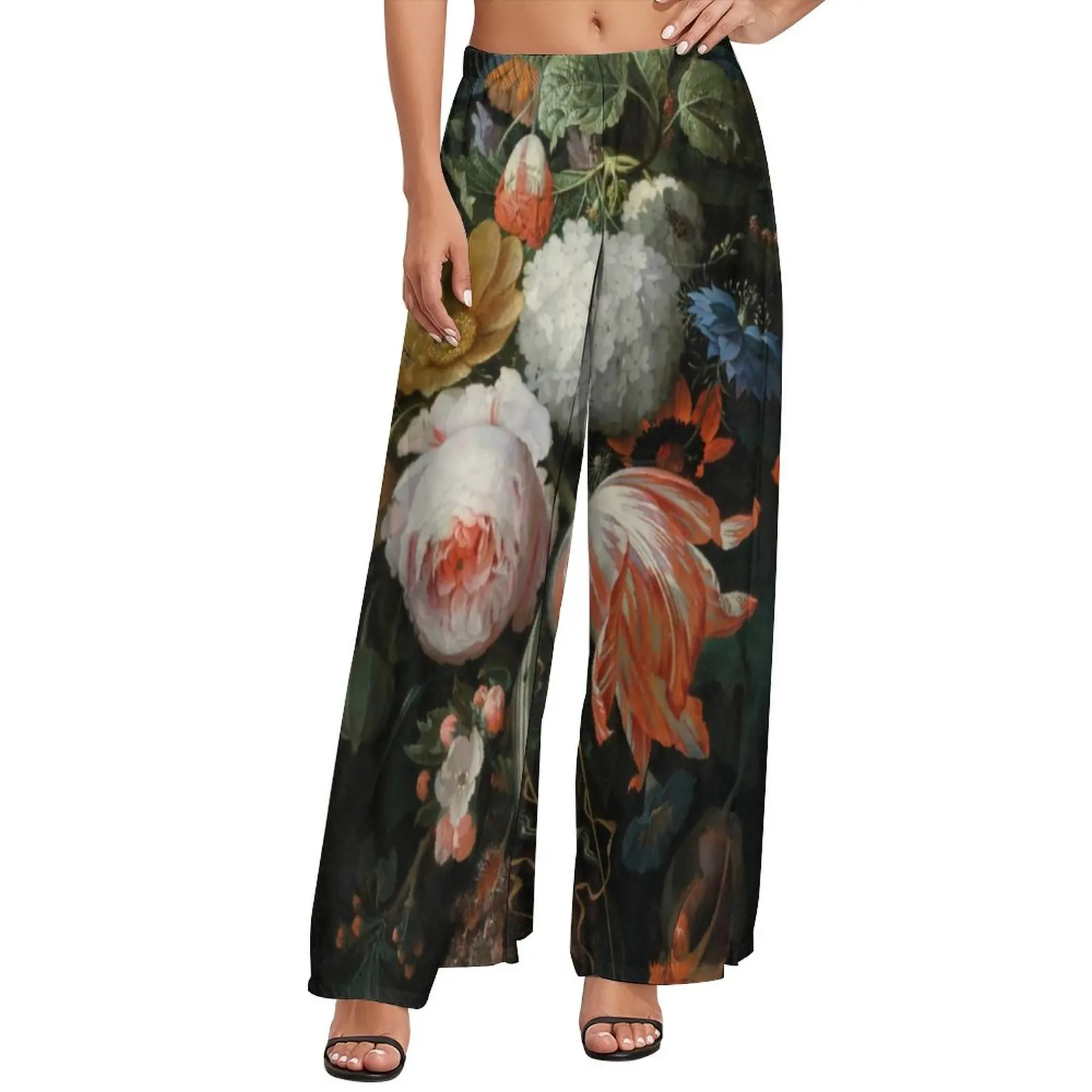 

Bouquet Of Flower Pants Colorful Floral Print Streetwear Straight Wide Leg Pants Elastic Waist Trendy Trousers Big Size 5XL 6XL