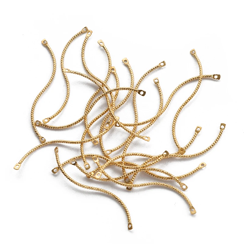 20pcs Brass Twisted S Shaped Charms Long Sticks Connector For DIY Earrings Bracelet Jewelry Findings Making Accessories Crafts