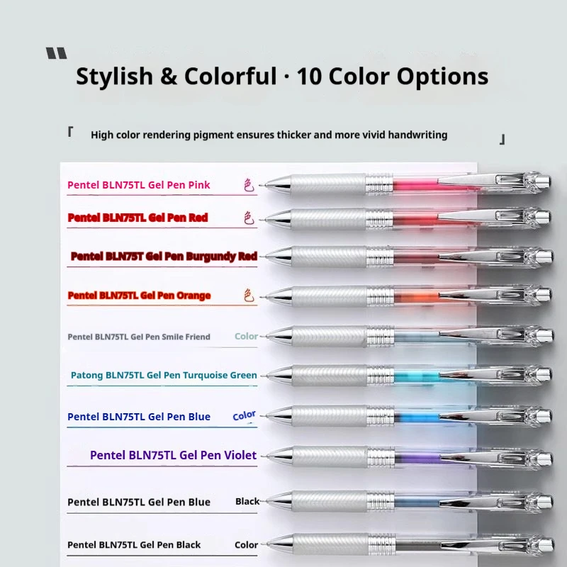 ​Pentel BLN75 EnerGel Limited Edition Color Gel Pen,Multiple Color 0.5mm Needle Tip Large Capacity For Take&Note,Writing,Drawing