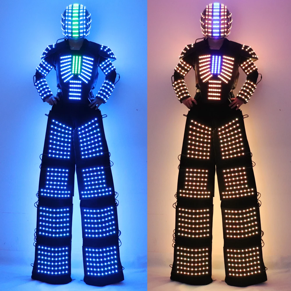 Traje LED Luminous Robot Costume Kryoman Light Robot Suit David Guetta LED Stilts Walker Clothes Stage Light Laser Show