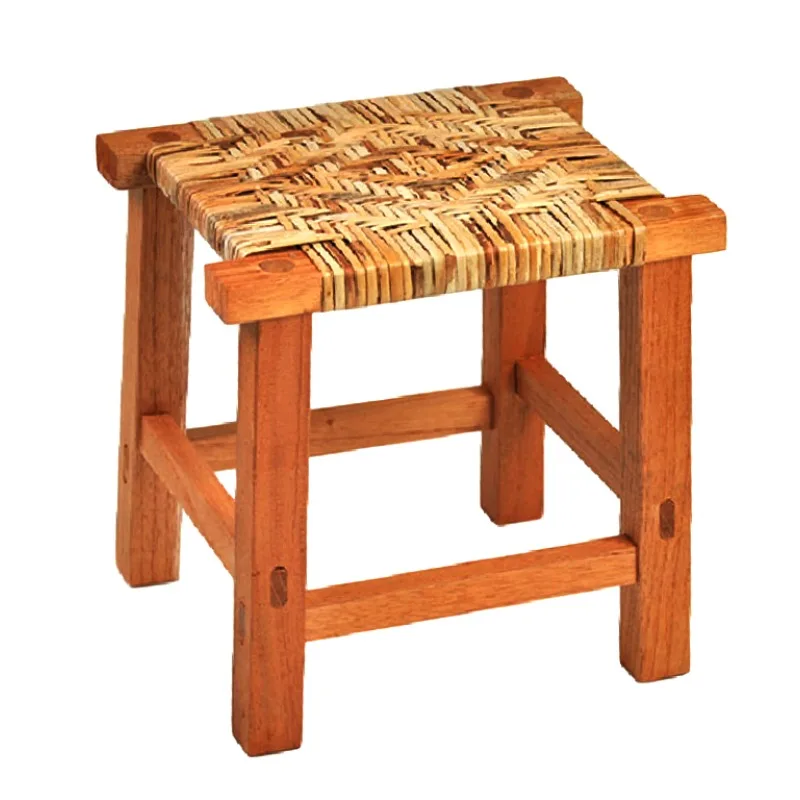 Rattan stool, ethnic handmade small stool, household low stool, environmentally friendly and simple shoe changing wooden stool