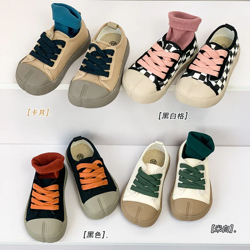 2024 Children\'s Small White Shoes Spring Autumn One Foot Slip On Cartoon Canvas Shoes Boys Girls Baby Single Shoes Pekny Bosa