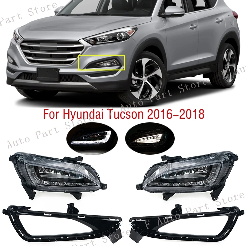 

1Set LED Front Bumper DRL Daytime Driving Running Lamp Fog Light For Hyundai Tucson 2016 2017 2018
