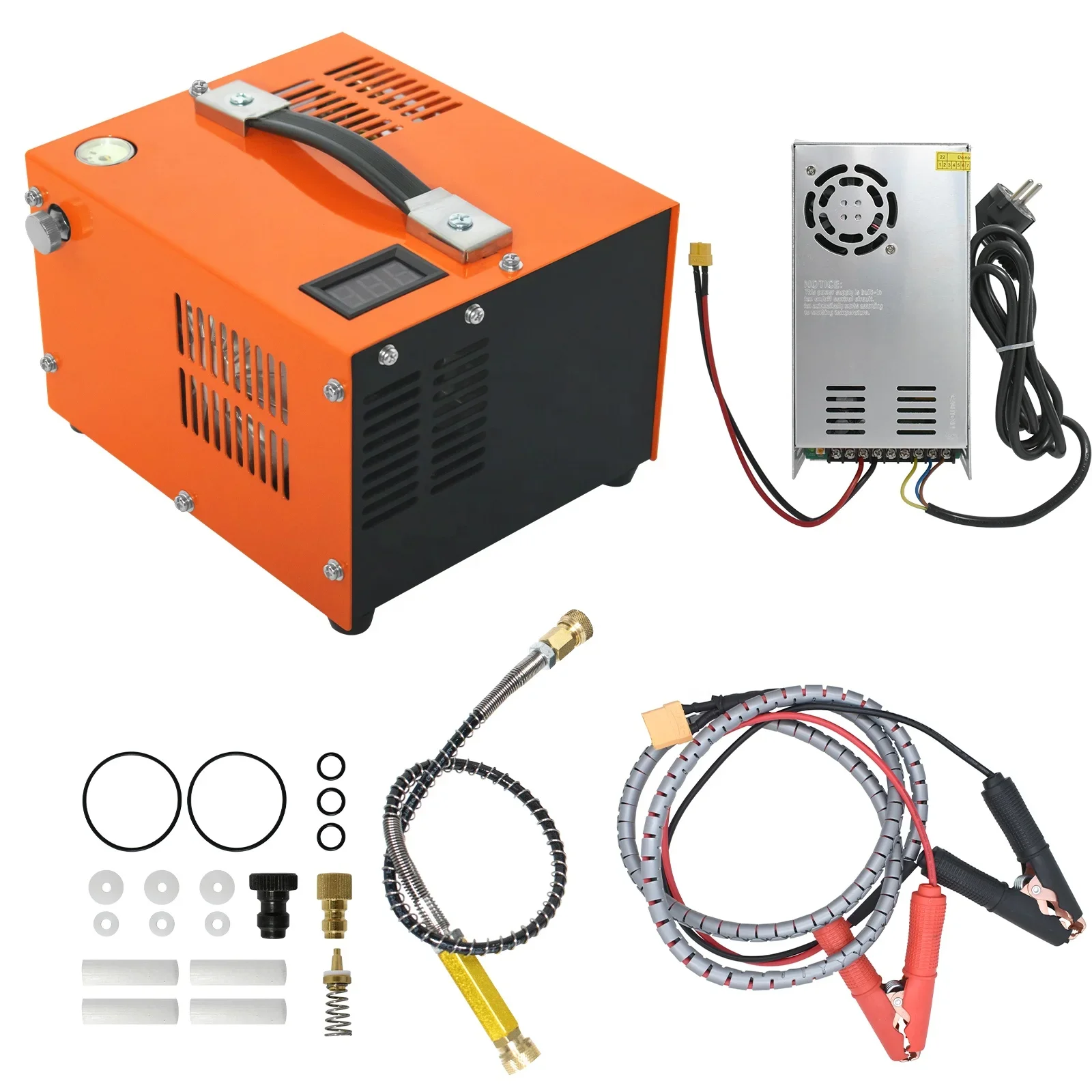 

GP Electric 12V 110V 220V External Power Transformer 350W High Pressure 30mpa 310bar 4500psi Paintball PCP Air Compressor