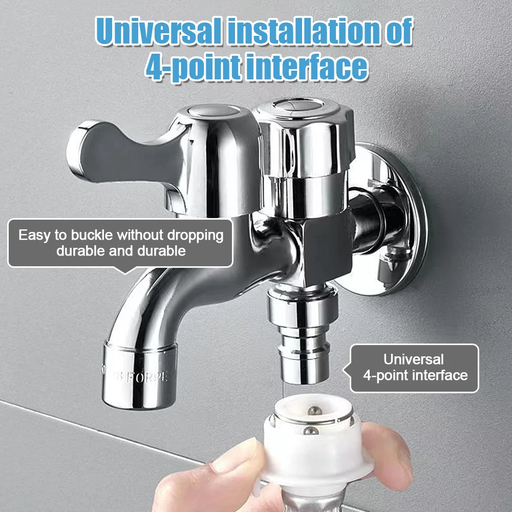 Washing Machine Tap 4-point Interface Double Ended Brass Faucet Mop Pool Expansion Faucet Multifunctional Bathroom Accessories