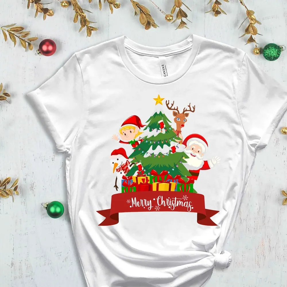 

Merry Christmas Tree T Shirt Xmas Holiday Apparel Funny Squad Vibes