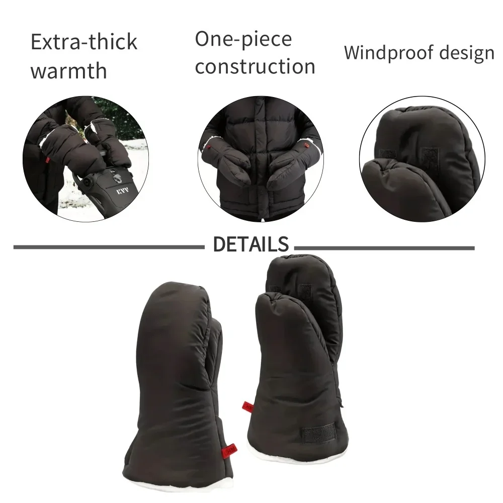 Winter Golf Cart Push Gloves Extra Thick Windproof Waterproof Thermal Hand Wear Cold Weather Protective Gloves for Golf Course