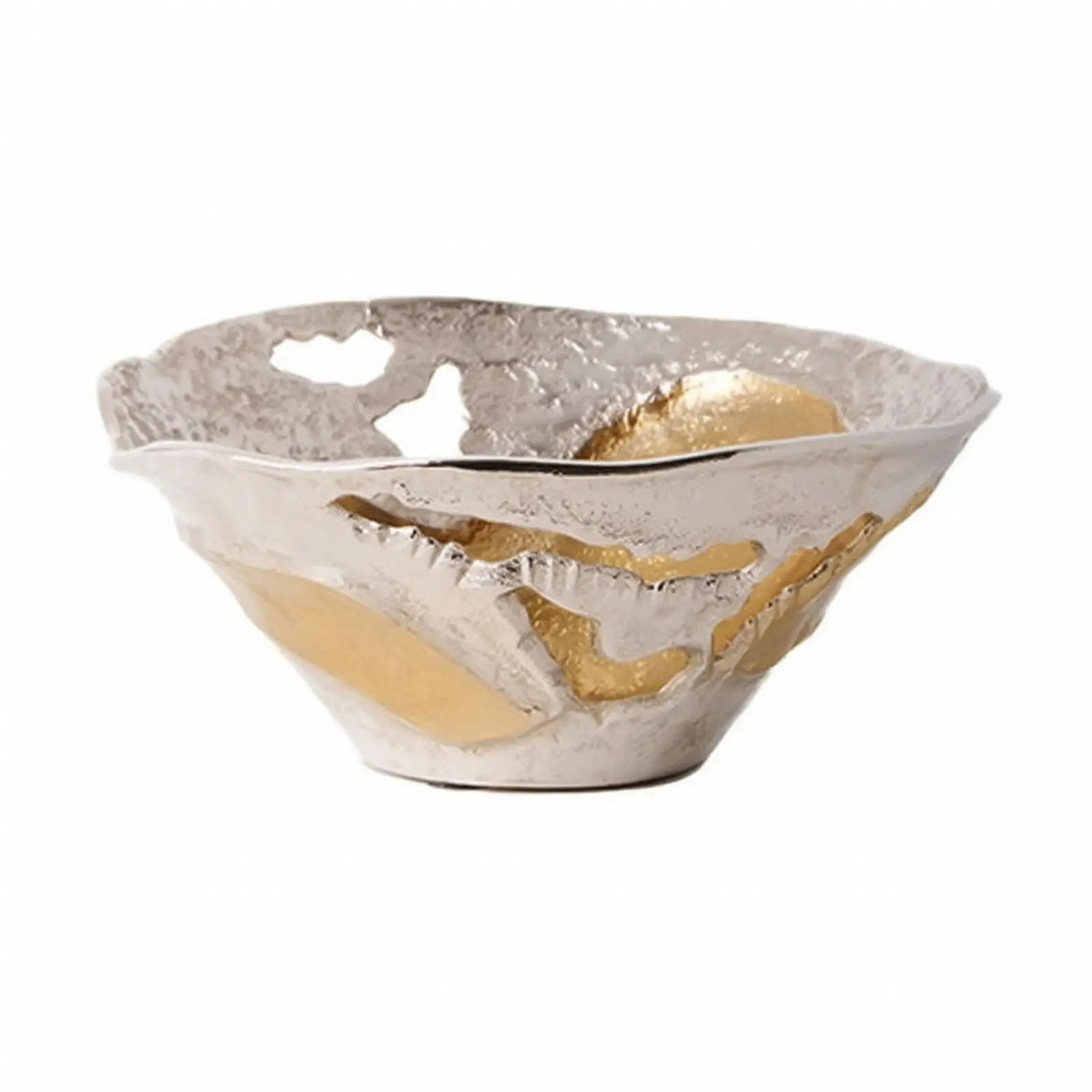 Rustic Aluminum Serving Tray Sculptural Metal Bowl for Shelf Display Fruit Dessert Catchall Holder