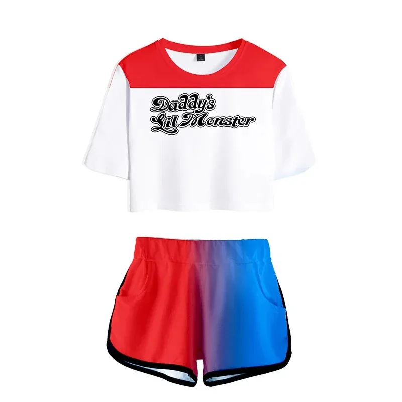 Movie Suicide Cosplay Costumes Short Sleeve Shirt Sport Suit Girls Tees Shorts T Shirt Running Sets Women Halloween Party