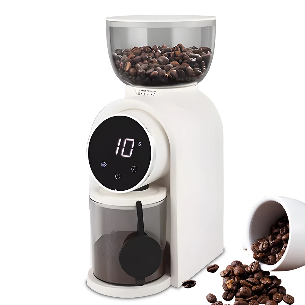 

Conical Burr Coffee Bean Grinder Coffee Makers Touchscreen Electric Burr Mill 2-14 Cup Select Timer 51-53mm Portafilter Holder