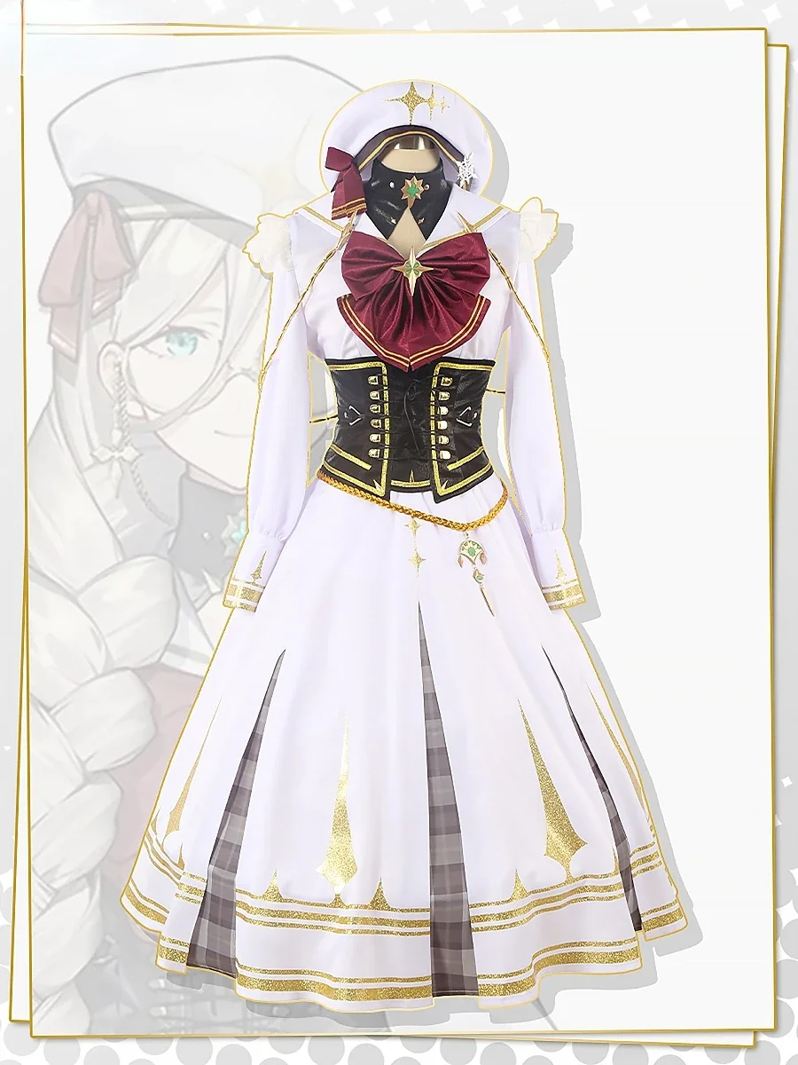 [Customized] NIJISANJI Vtuber  EN ILUNA Aia Amare Cosplay Costume White Dresses Anime Game Outfits Women