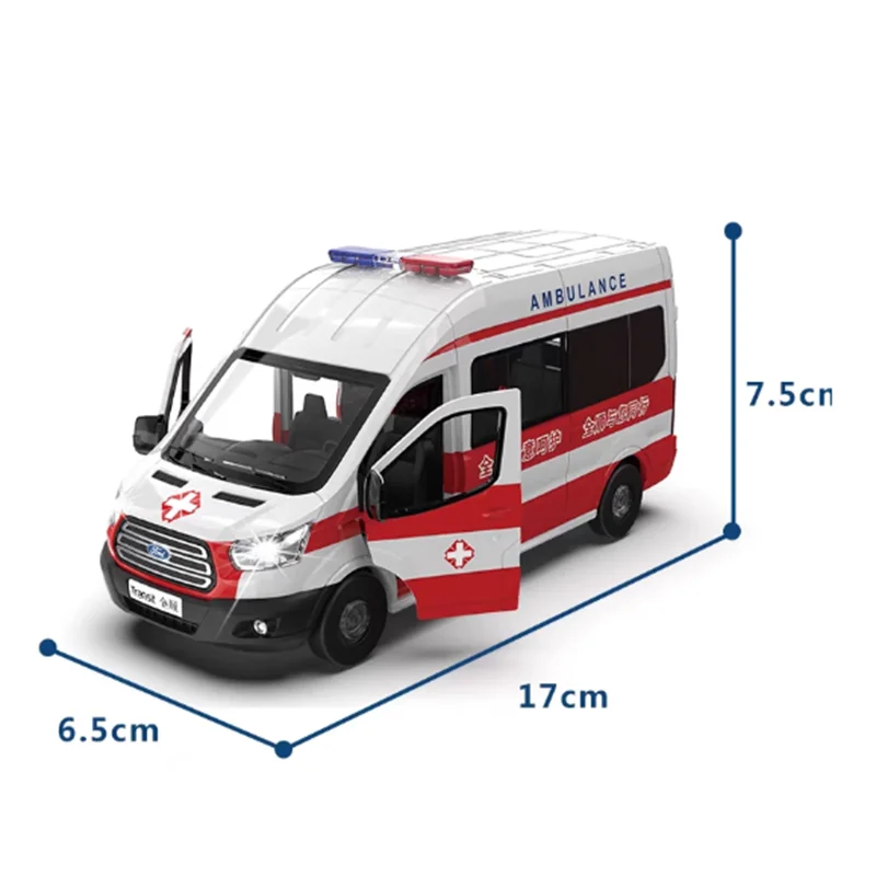 Diecast 1:35 Scale Transit Ambulance Alloy Car Model Static Collection Decorated Holiday Toys Souvenir Gift