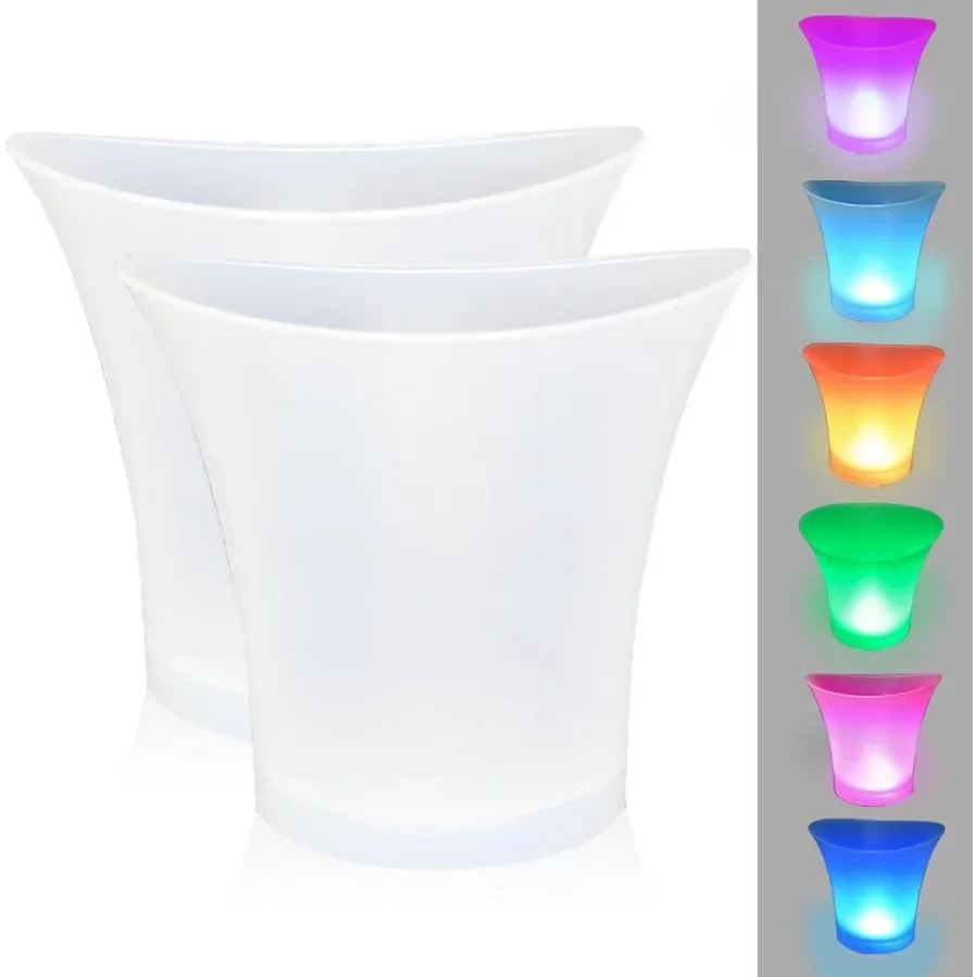 

LED Ice Bucket Regular 5L Large Capacity Lighted Ice Bucket with Automatic 7 Colors Changing for Party Home Bar Waterproof Wine