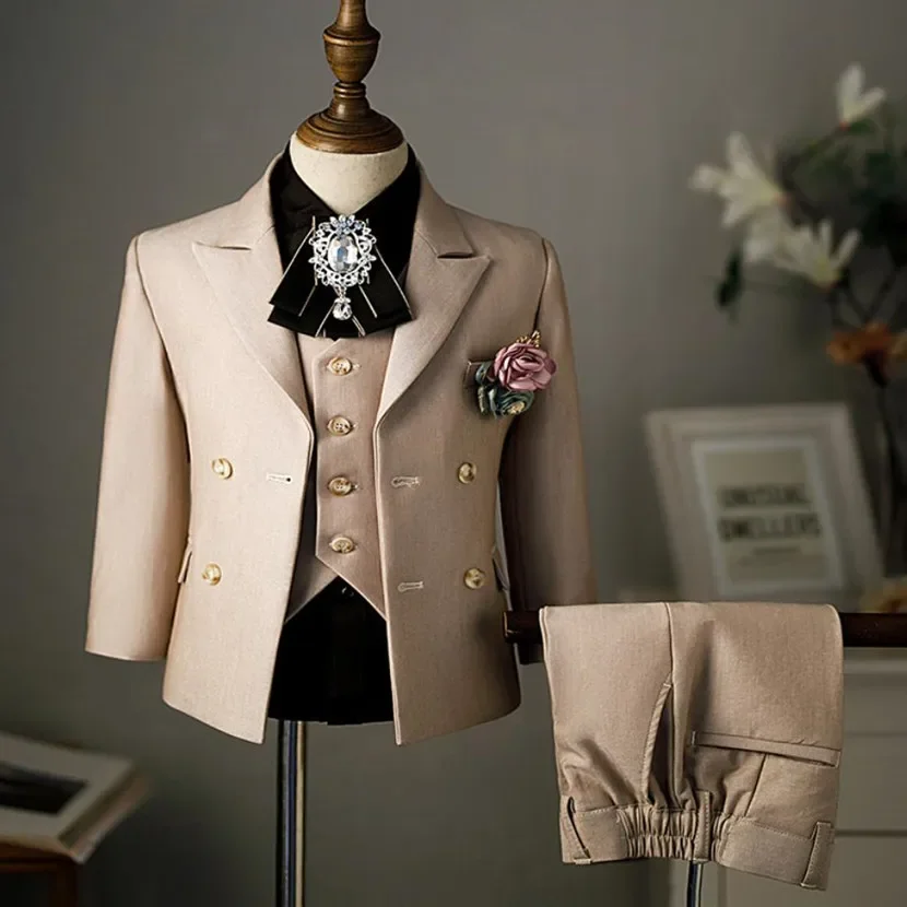 Birthday Party Dress Children Tuxedo Prom Blazer Sets Toddler Jacket A2151 6PCS Boys Double Breasted Suit Kids Formal Wedding