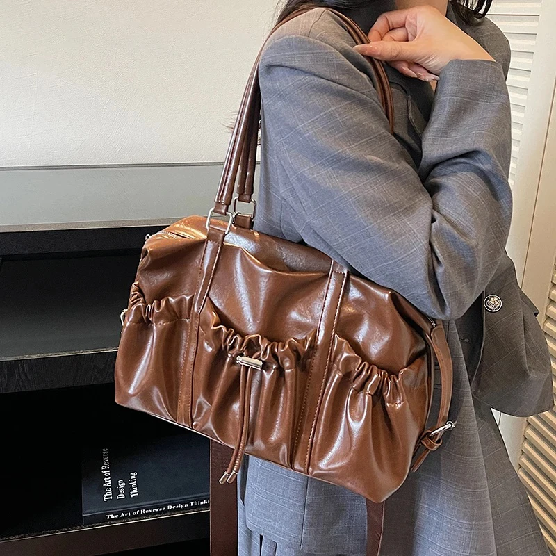 

Женская сумка через плечо из искусственной кожи, зима 2025, ретро сумка подмышки, роскошные дизайнерские женские брендовые сумки и кошельки