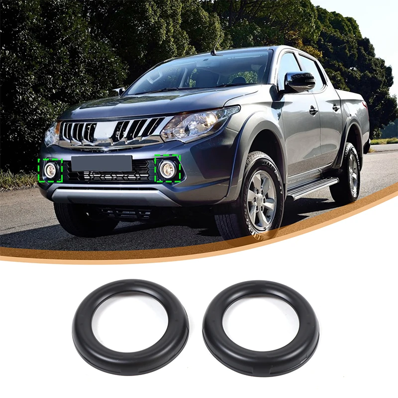 

ABS Matte Black For Mitsubishi L200 Triton 2015-2018 Car Front Fog Light Decorative Ring Sticker Car Protection Accessories