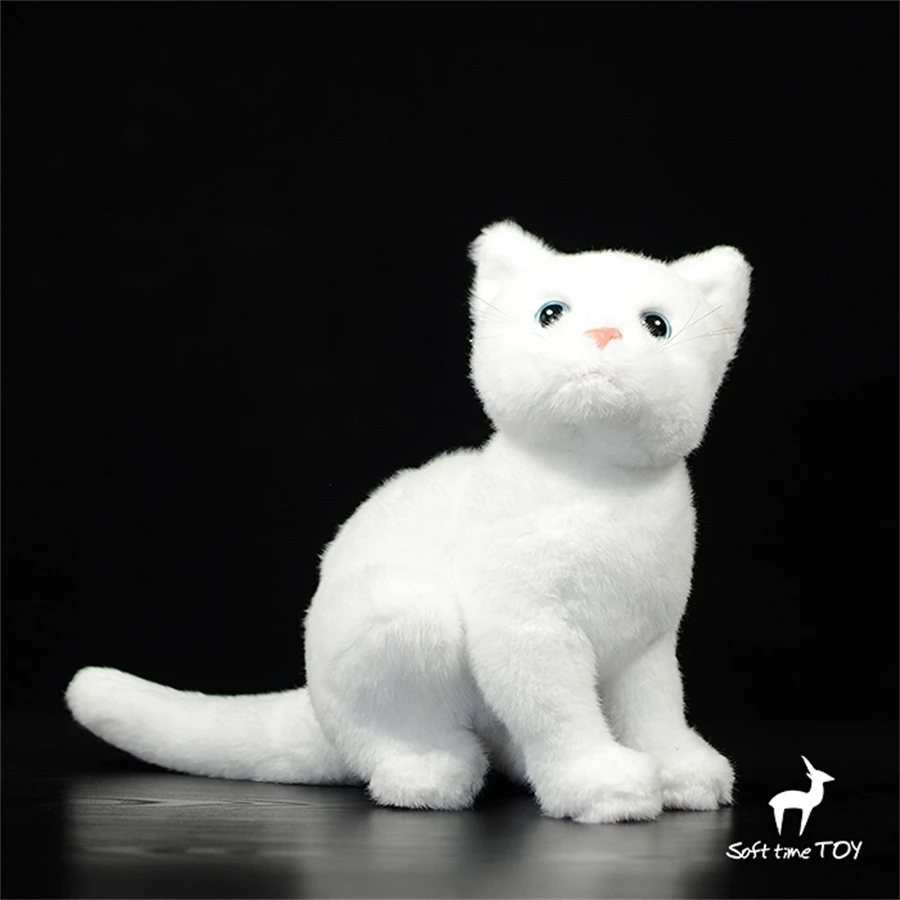 

White Cat High Fidelity Anime Cute Persian Cat Plushie Kitten Plush Toys Lifelike Animals Simulation Stuffed Doll Kawai Toy Gift