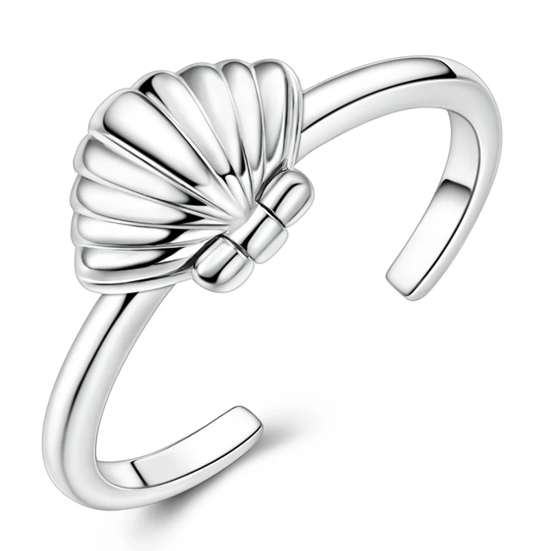 Original 925 Sterling Silver Seashell Open Rings For Women Girls Jewelry Birthday Anniversary Gifts