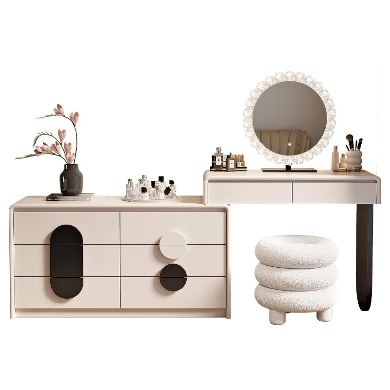 One modern simple light luxury high-end bed tail solid wood paint makeup table