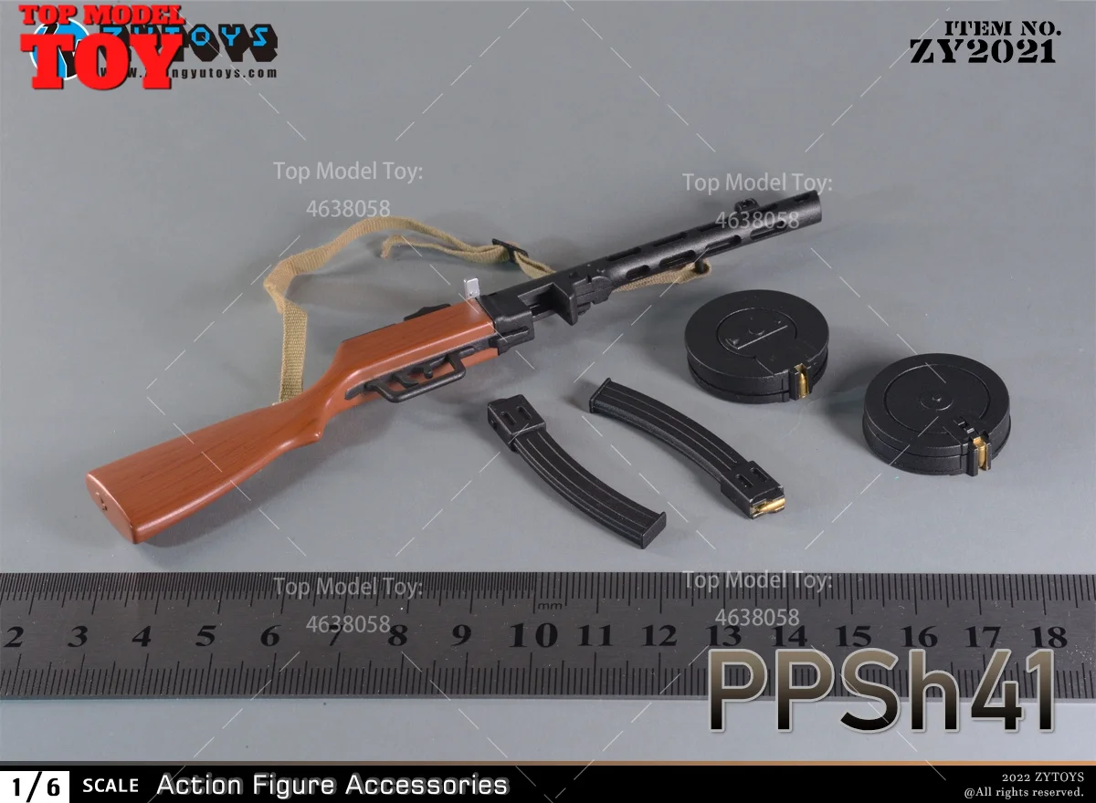 ZYTOYS ZY2021 1/6 Scale Gun Rifle Bobosa PPSh41 Weapon Model Plastics 13CM PVC Toy Fit 12'' Male Soldier Action Figure Body