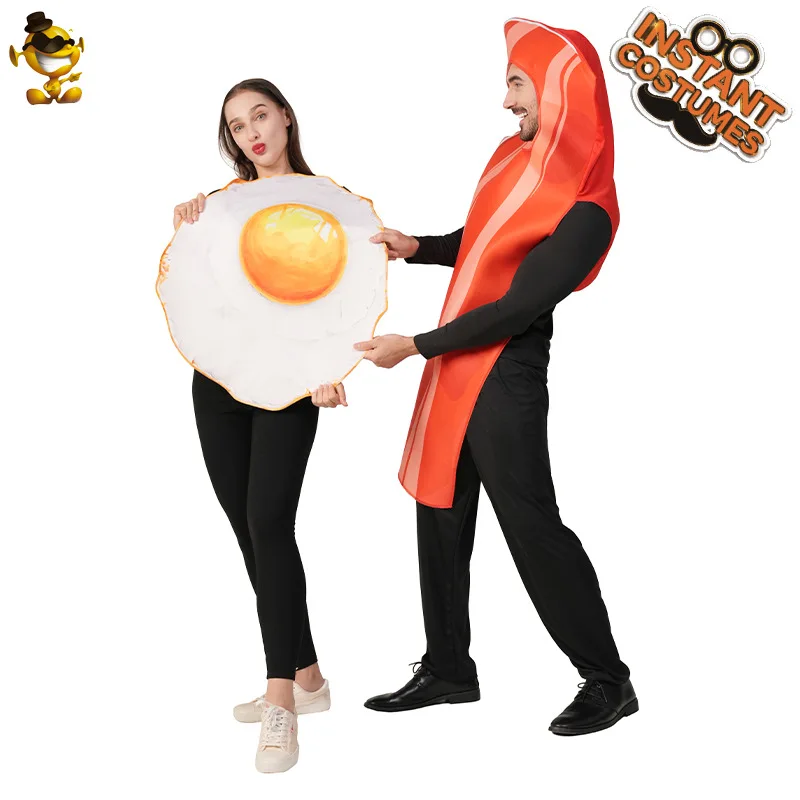 

Funny Halloween Costume for Couples Frying Egg Bacon Cosplay Jumpsuit Men Women Party Food Dress up Clothes 2025 2pc/set