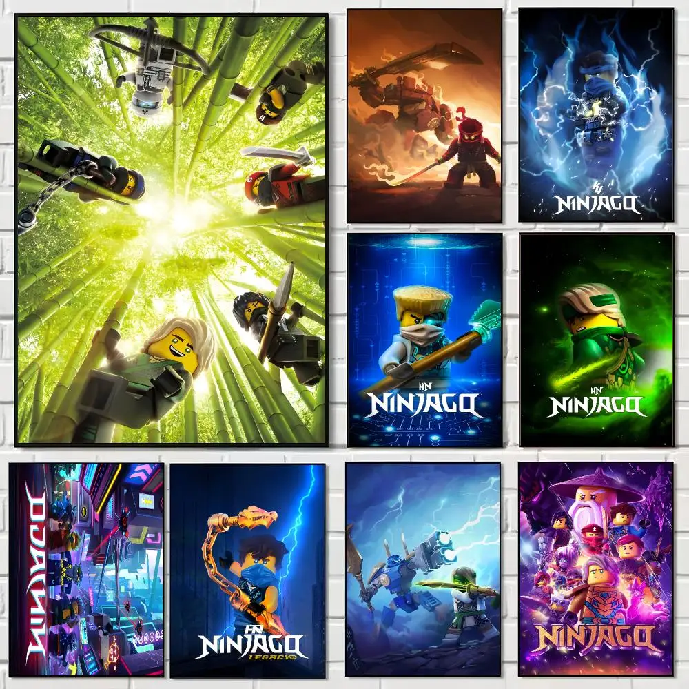 Action Cartoon N-Ninjago Poster Pegatina artistica HD autoadhesiva impermeable para salon dormitorio