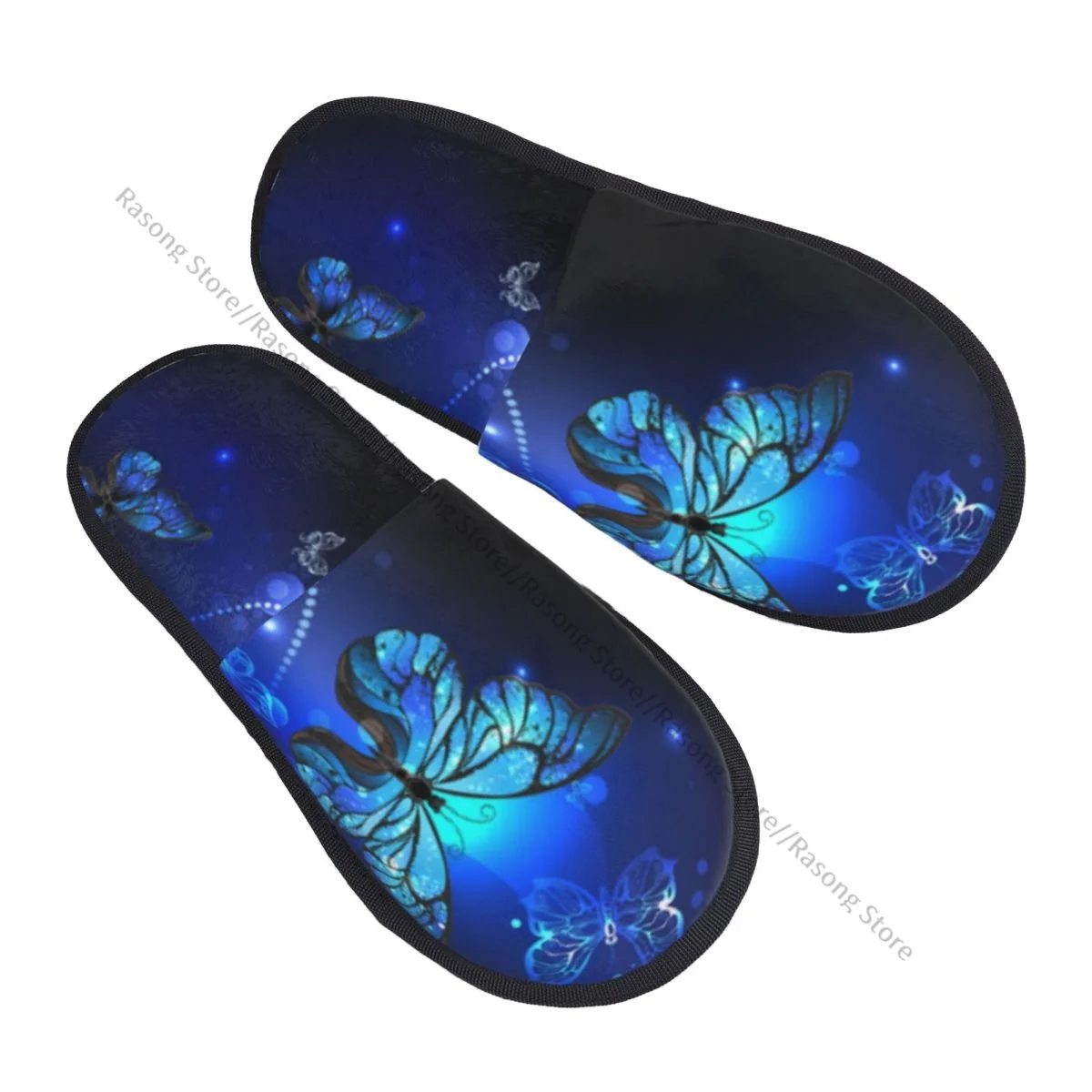 Plush Indoor Slippers Fantasy Butterflies Monarch Warm Soft Shoes Home Footwear Autumn Winter