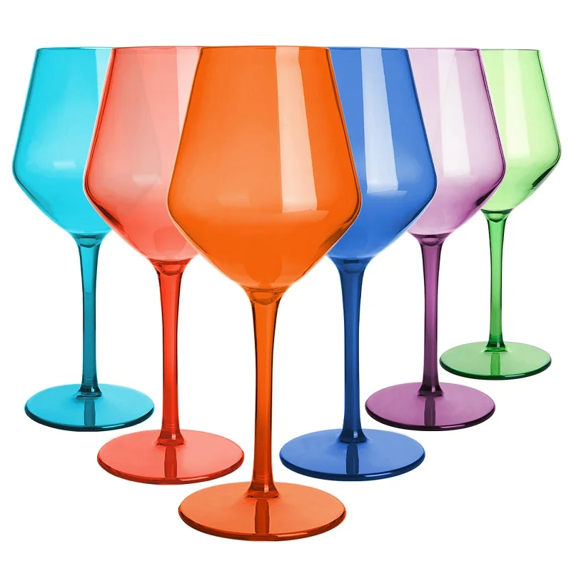 

MICHLEY 6PCS Unbreakable Colorful Wine Glass Cup Tritan Plastic Picnic Reusable Luxury For Party Outdoor Dishwasher Glassware