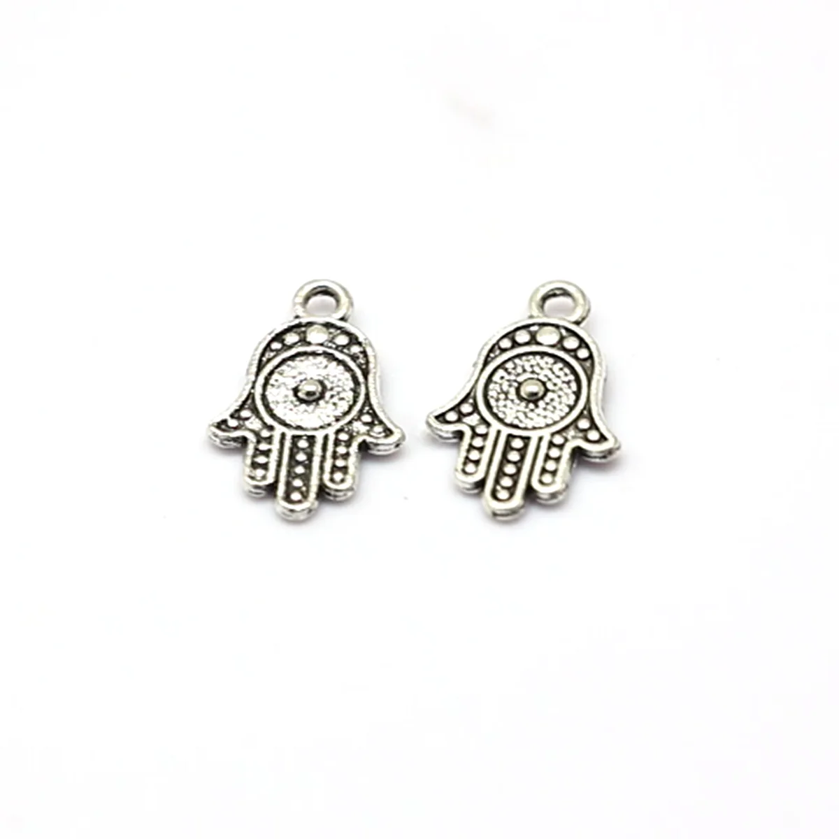 

120Pcs Tibetan Silver Hamsa Hand Charm Pendants For Jewelry Making DIY Accessories 12.2x18.2mm A-377