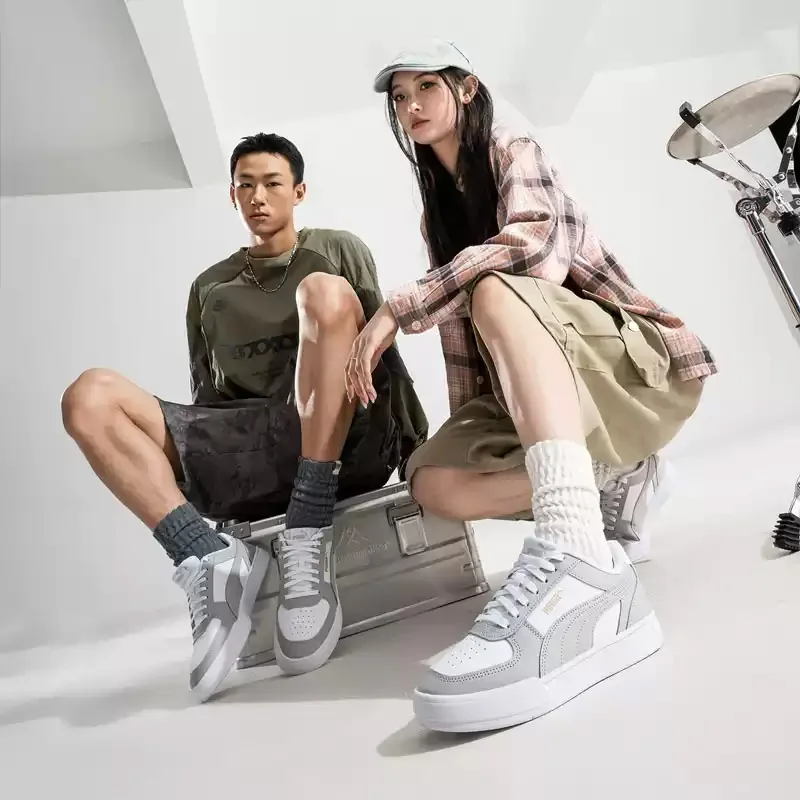 Puma Gold Label Sneakers Men's Women's Retro Grey Sport Shoes Couple Low-Top Casual Shoes 380810-35