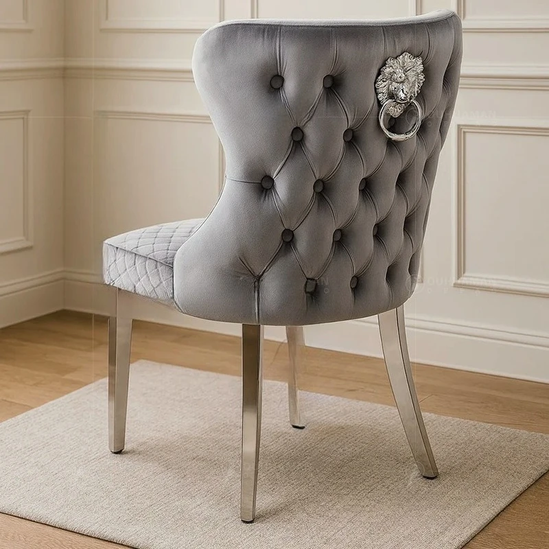 @Stainless steel creative dining chair high-end restaurant dining table banquet designer flannel chair