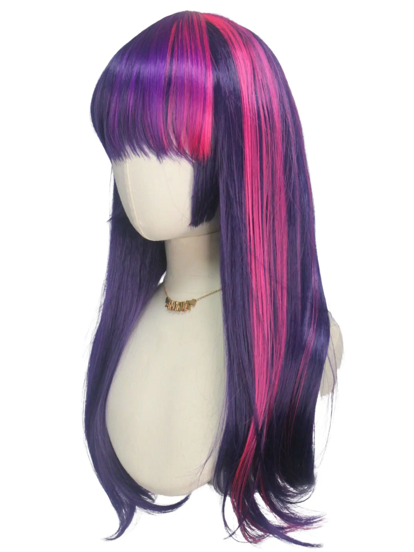 

Cute Anime Character Cosplay Wig: Pink-Purple Long Straight Synthetic Wig with High-Quality Hair Strands, a Must-Have for Anime