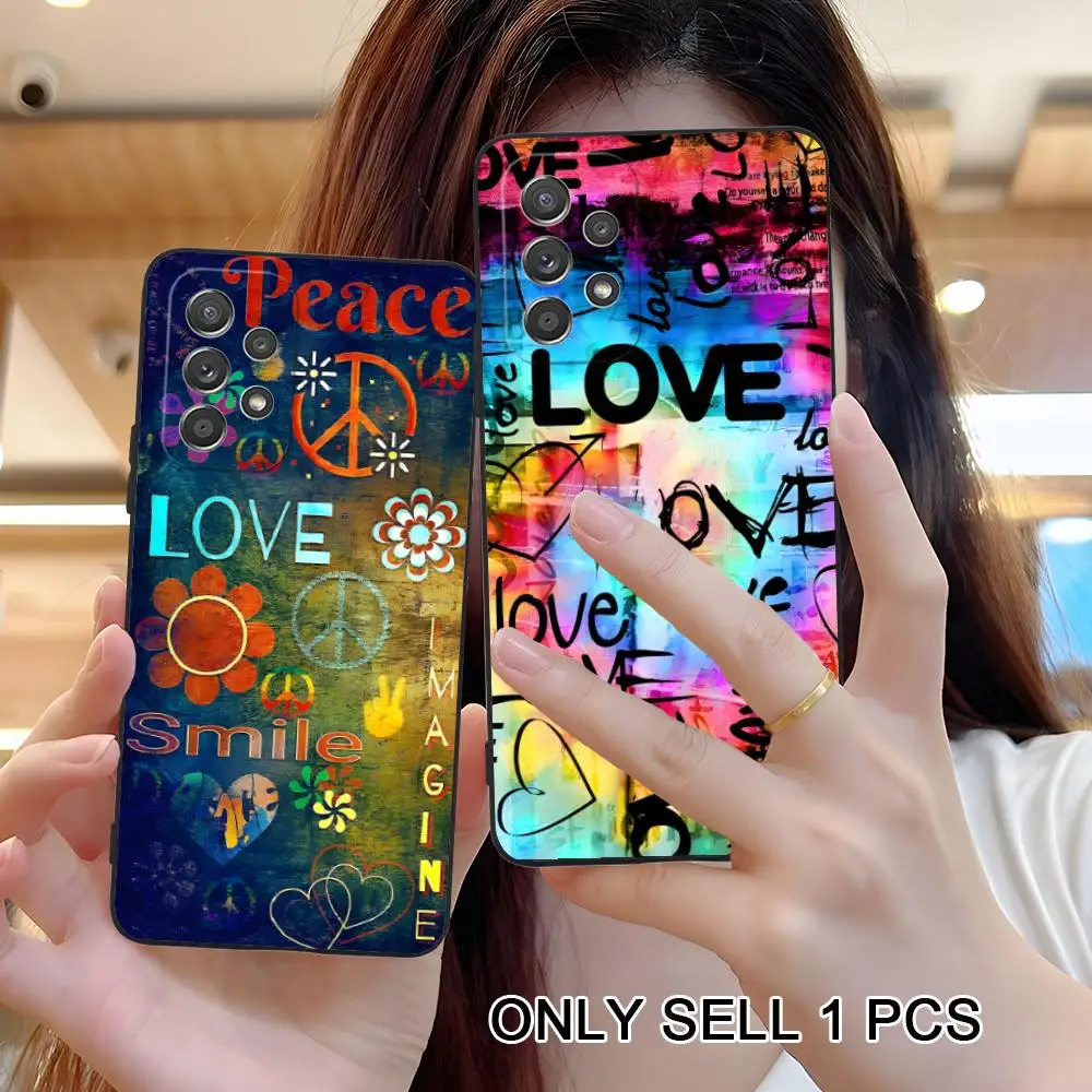 Luxury Love Peace Phone Case for Samsung Galaxy A57 56 55 54 53 52 51 37 36 35 34 33 32 31 5G Soft TPU Shockproof Cover