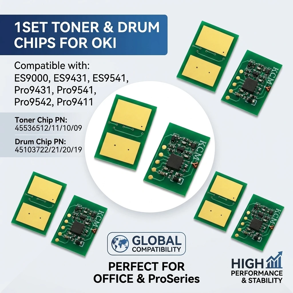 1Set 45536512 45536511/10/09 Toner 45103722 45103721/20/19 Drum Chip for OKI ES9000 ES9431 ES9541 Pro9431 Pro9541/9542/9411/9000