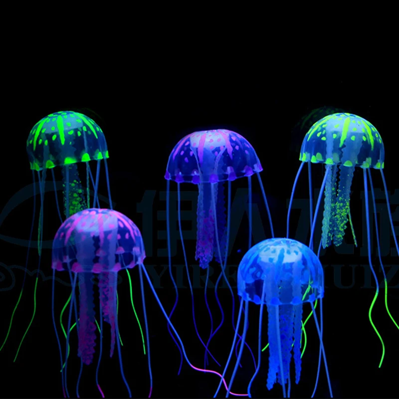 Creative Simulated Glowing Effect Jellyfish Aquarium Decoration Fish Tank Underwater Luminous Ornament Miniature Figurines Gifts