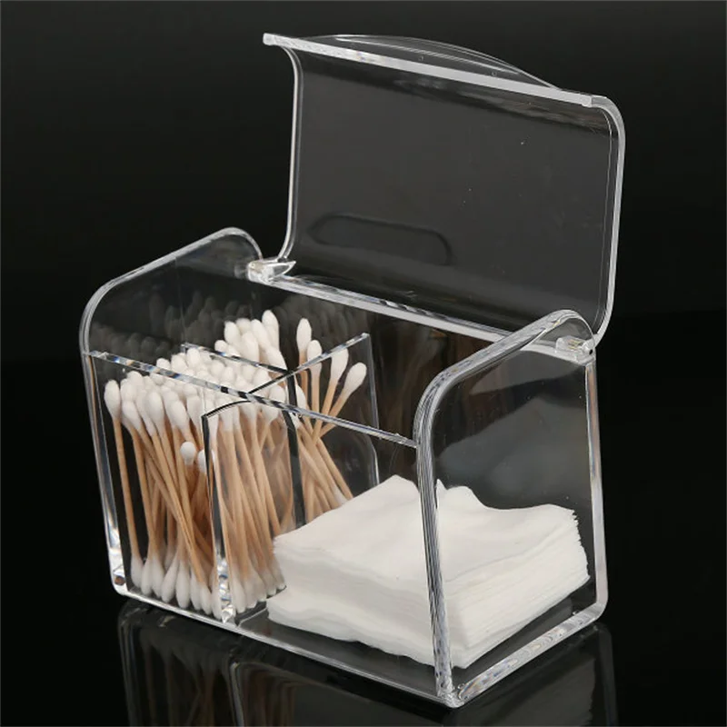 Dustproof Makeup Cotton Pads Storage Box Plastic Cosmetic Swabs Storage Containers With Lid Transparent Cotton Swab Holder