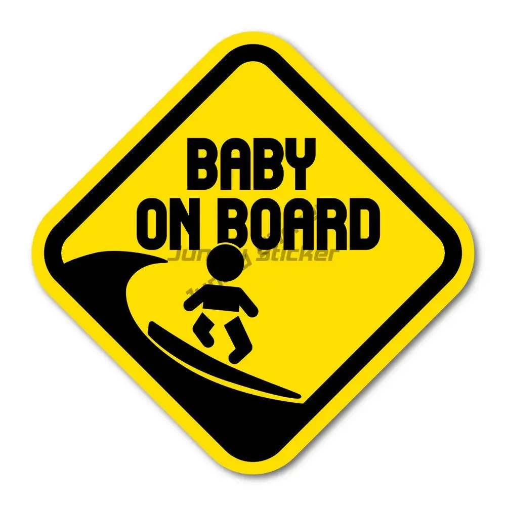 Surfing Baby On Board Surfing Anime Vinyl Rear Windshield Trunk Stickers