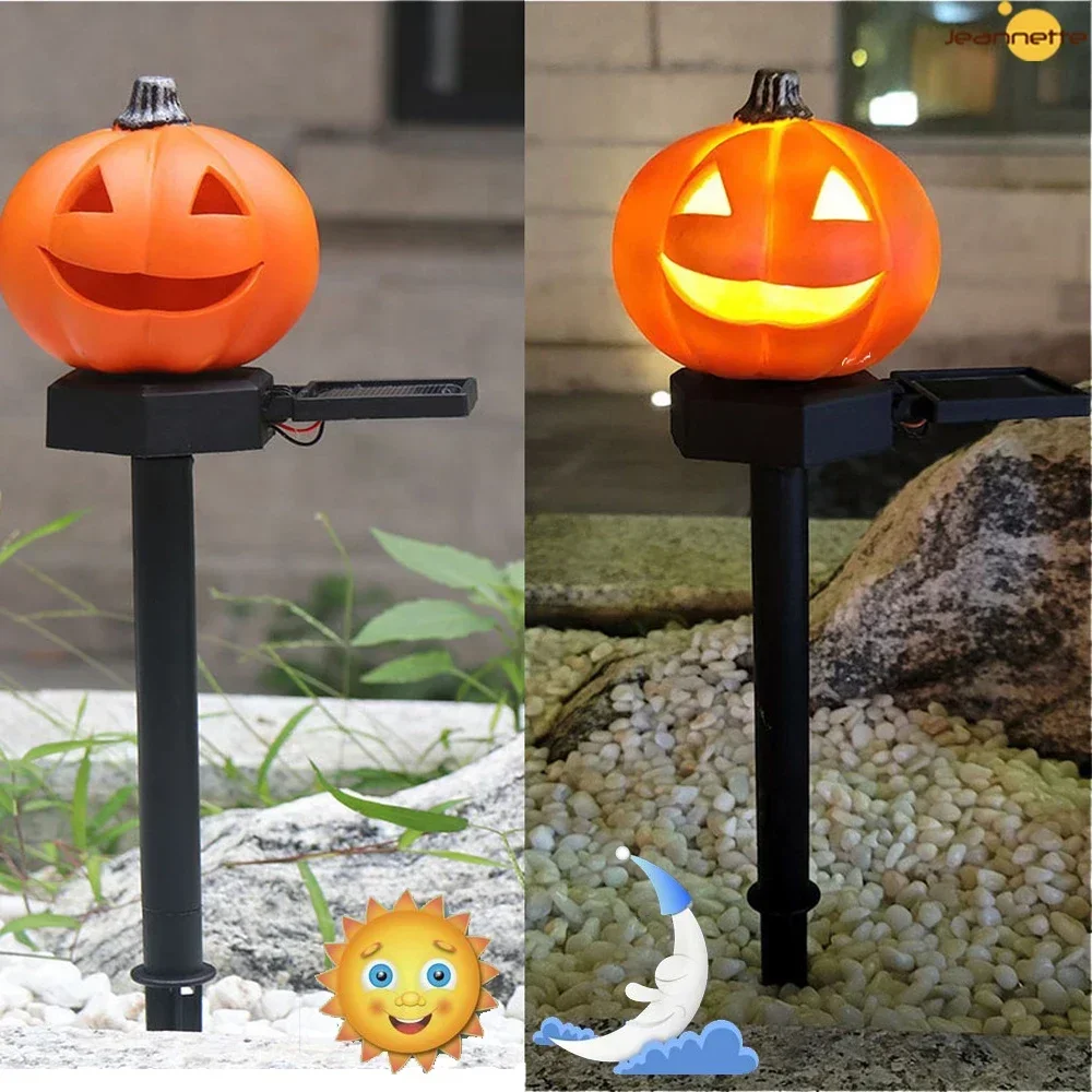 Halloween Solar LED Light Solar Pumpkin Light Outdoor Waterproof Solar Lawn Lamp for Festival Holiday Garden Decoration Lighting