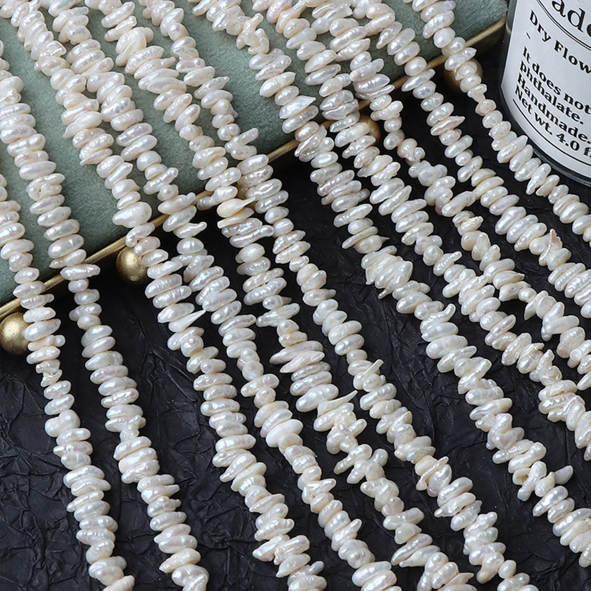 Natural Freshwatrer Pearl 5-8mm 100% Wolf Toothed Flat Beads Charms for DIY Women Men Necklace Jewelry Making Accessories