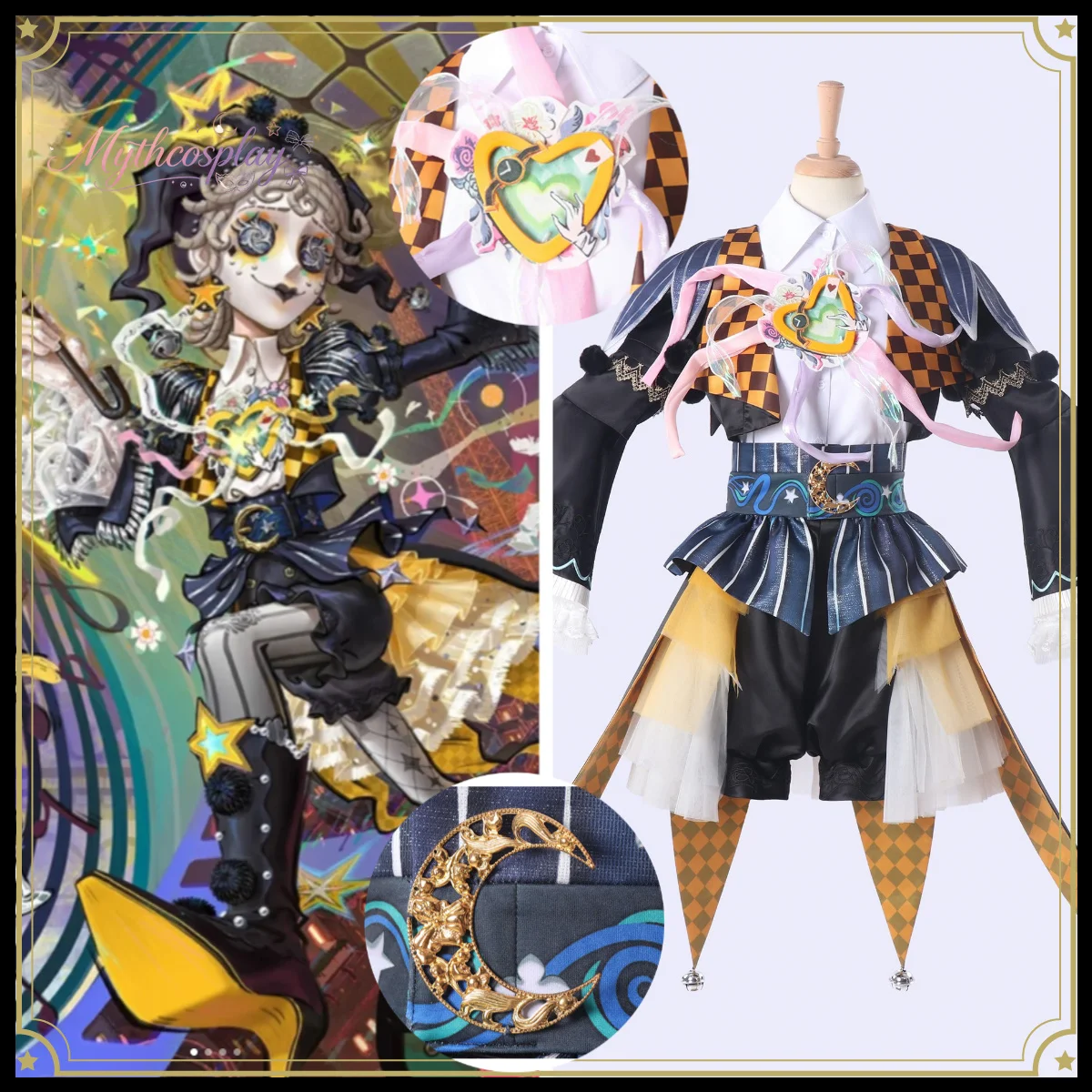 MythCosplay Identity V Mime Artist Traveler of Dreams Cosplay Costume, Cléo Decroux S-Tier Skin Women Outfit For Comic Con