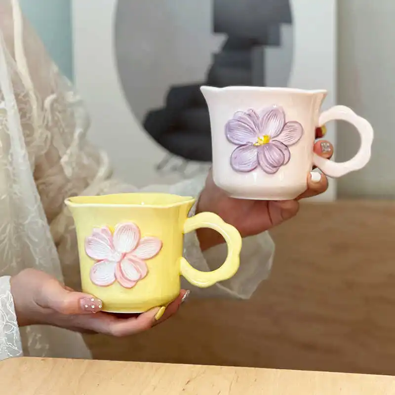 cerc-コーヒーマグ-30-400ml-キャパシ-花柄レリーフデザイン-かわいい女の子のハートギフト-高品質中国製-ins-sle-フラワーマグ