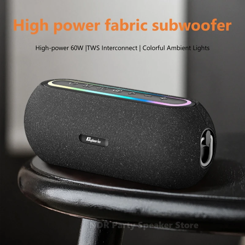 2025 New Cyboris Professional 60W Stereo RGB Music Box 6000mAh Portable Wireless Bluetooth Speakers Hi-fi Bass Party Speaker