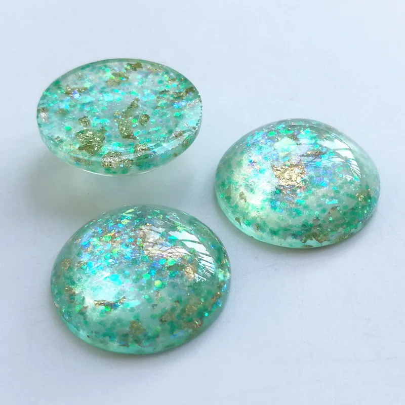 

20 PCS/lot 25mm Green Color Round Resin Beads Cameo Cabochon Dome Flat back Jewelry Makings Finding