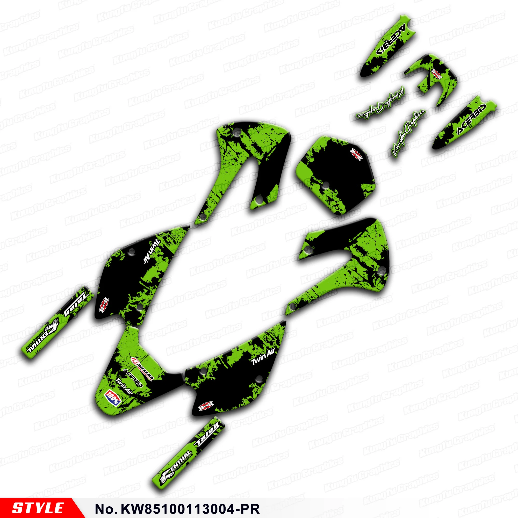 

Motorcycle Decals UV Resistant Laminate for Kawasaki KX 85 100 2001-2013, KW85100113004-PR